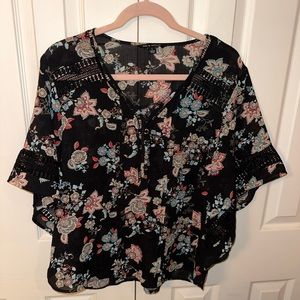 Zac & Rachel | Sheer Floral Top | Size Large